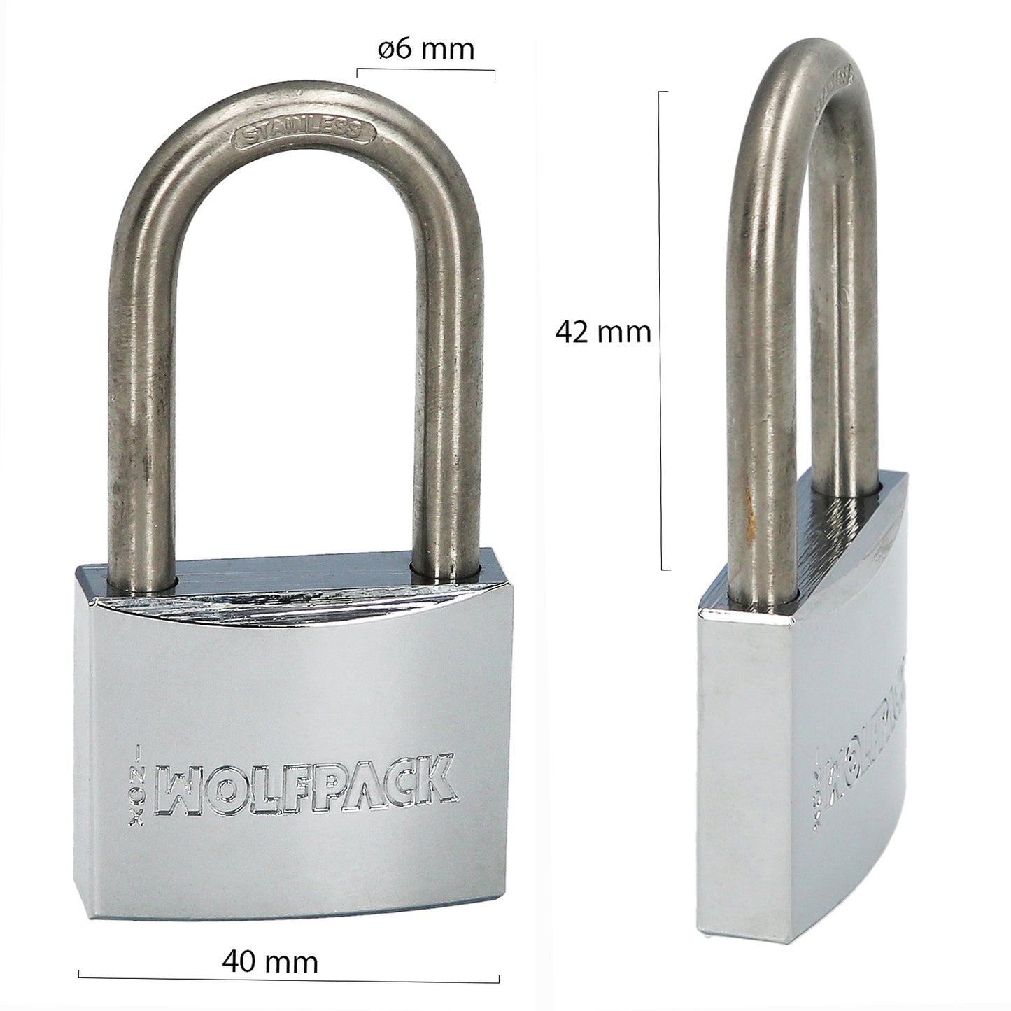 Candado Inoxidable Arco Largo 40mm.