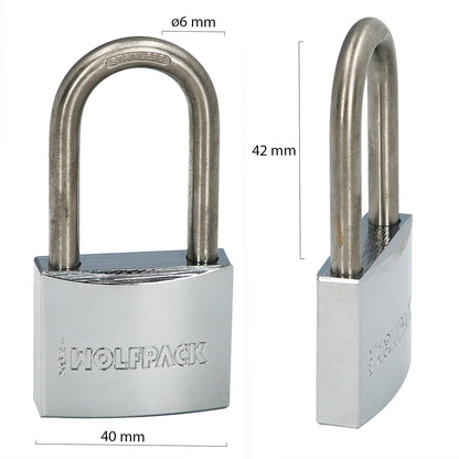 Candado Inoxidable Arco Largo 40mm.