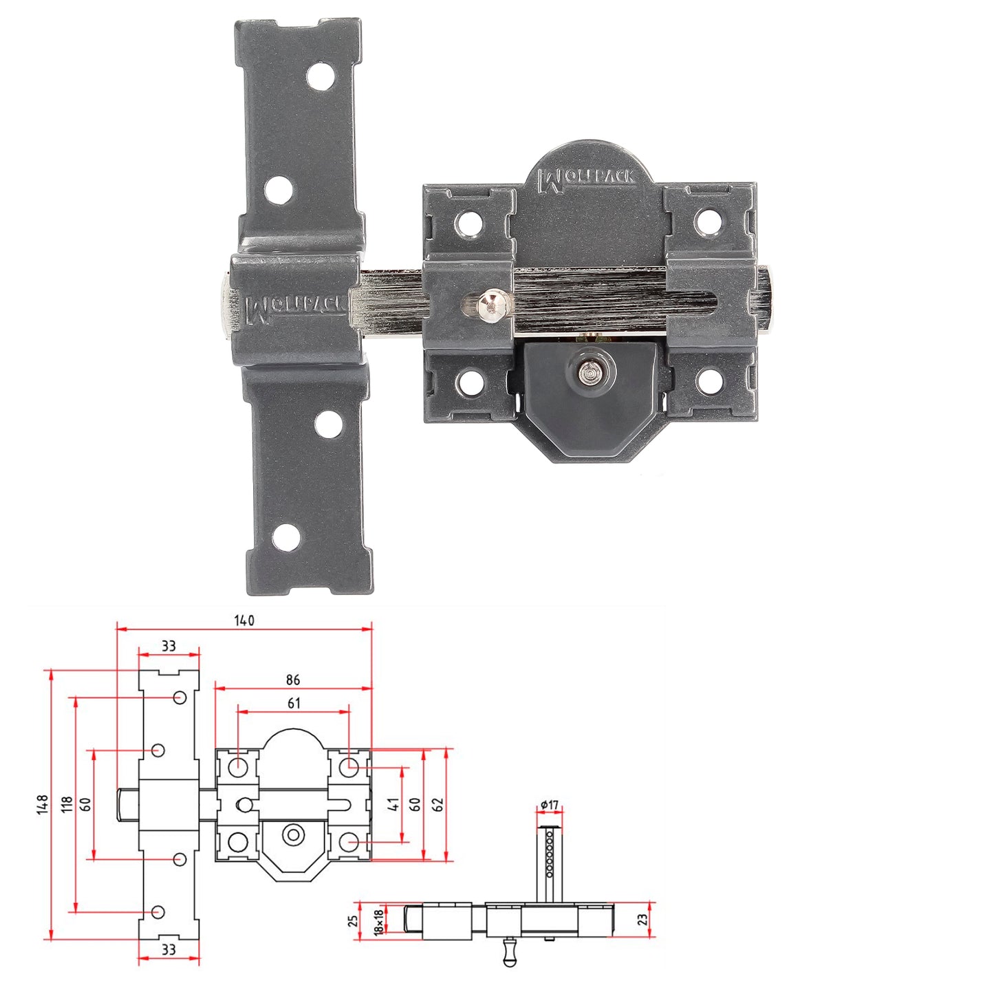 Parafuso b-7 chave e botão de pressão Pino de 143 mm Cilindro pera de 50 mm