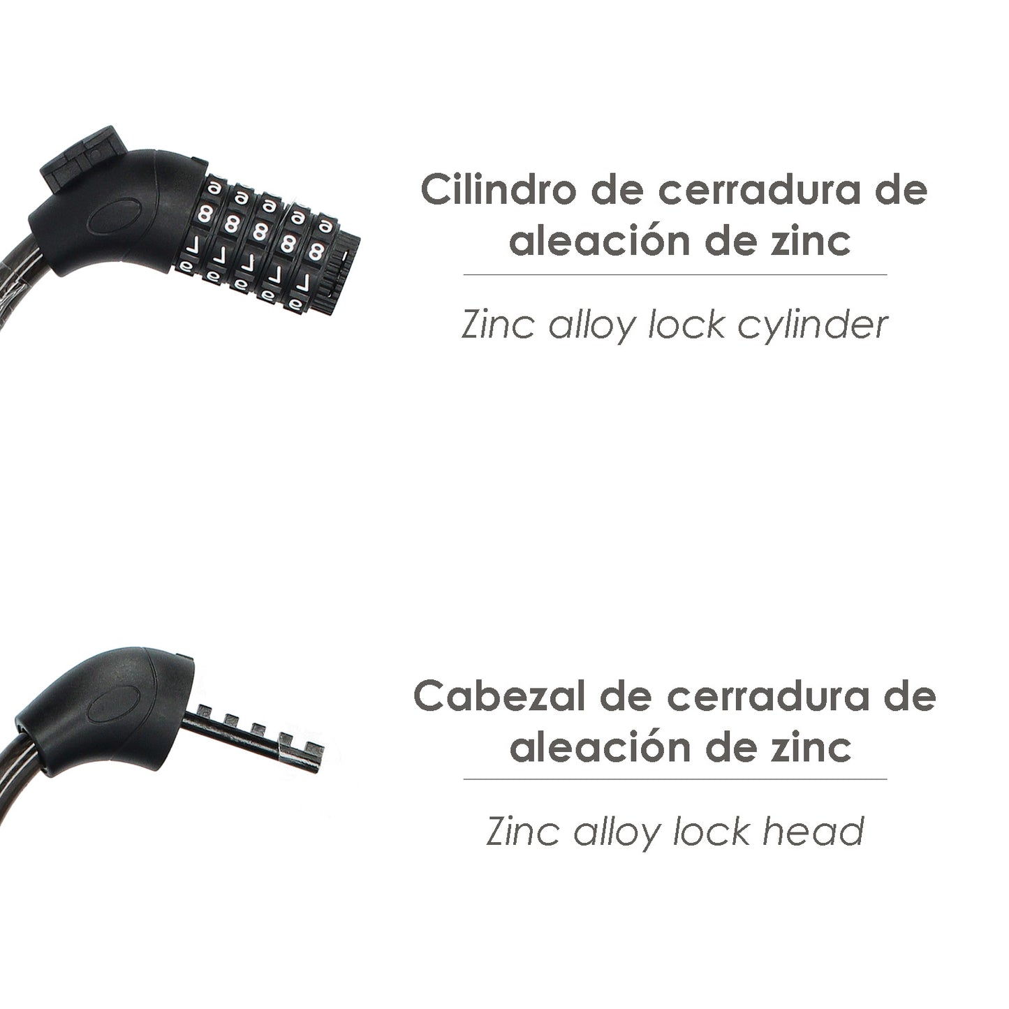 Cable Bicicleta Espiral Con Combinación. 12 mm. x 120 cm.