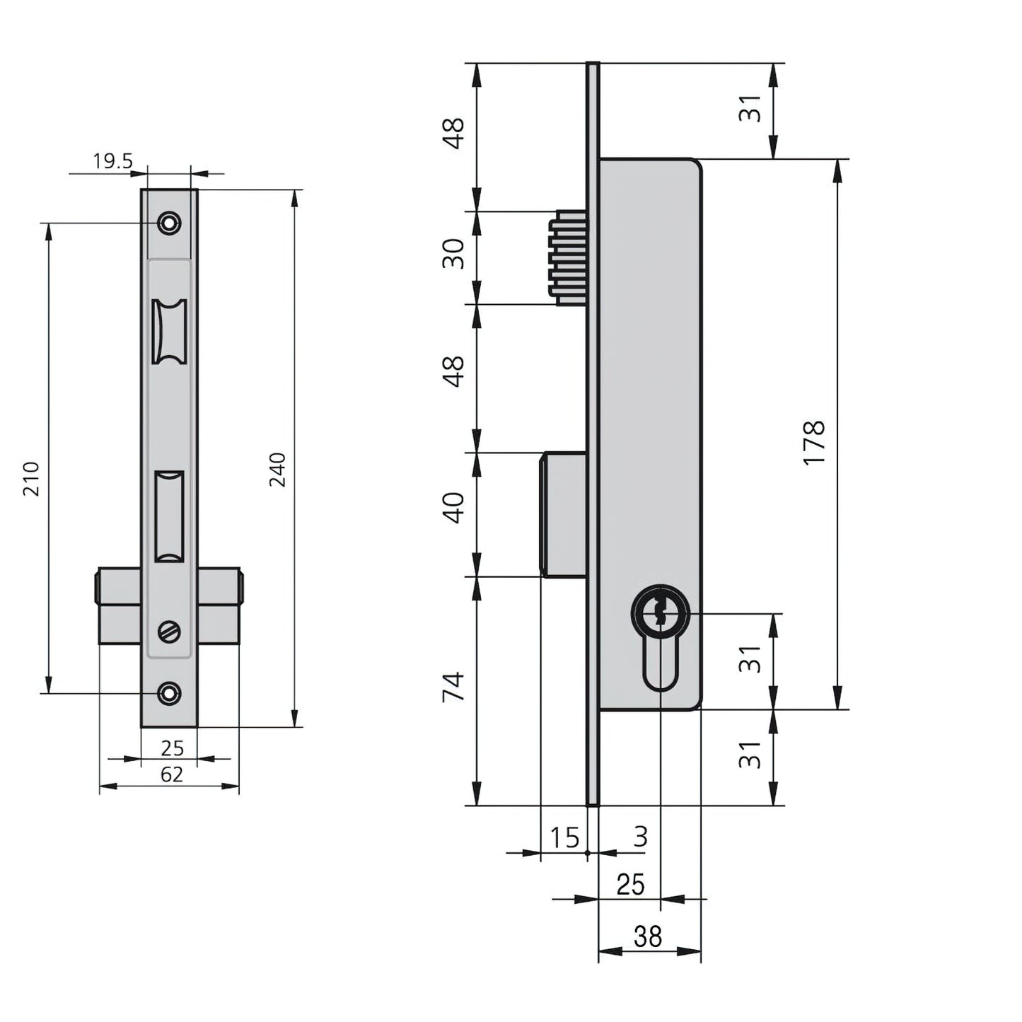 Fechadura Cvl 1984v25/6 Metal Carpintaria