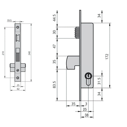 Fechadura Cvl 1990v25/5 Metal Carpintaria