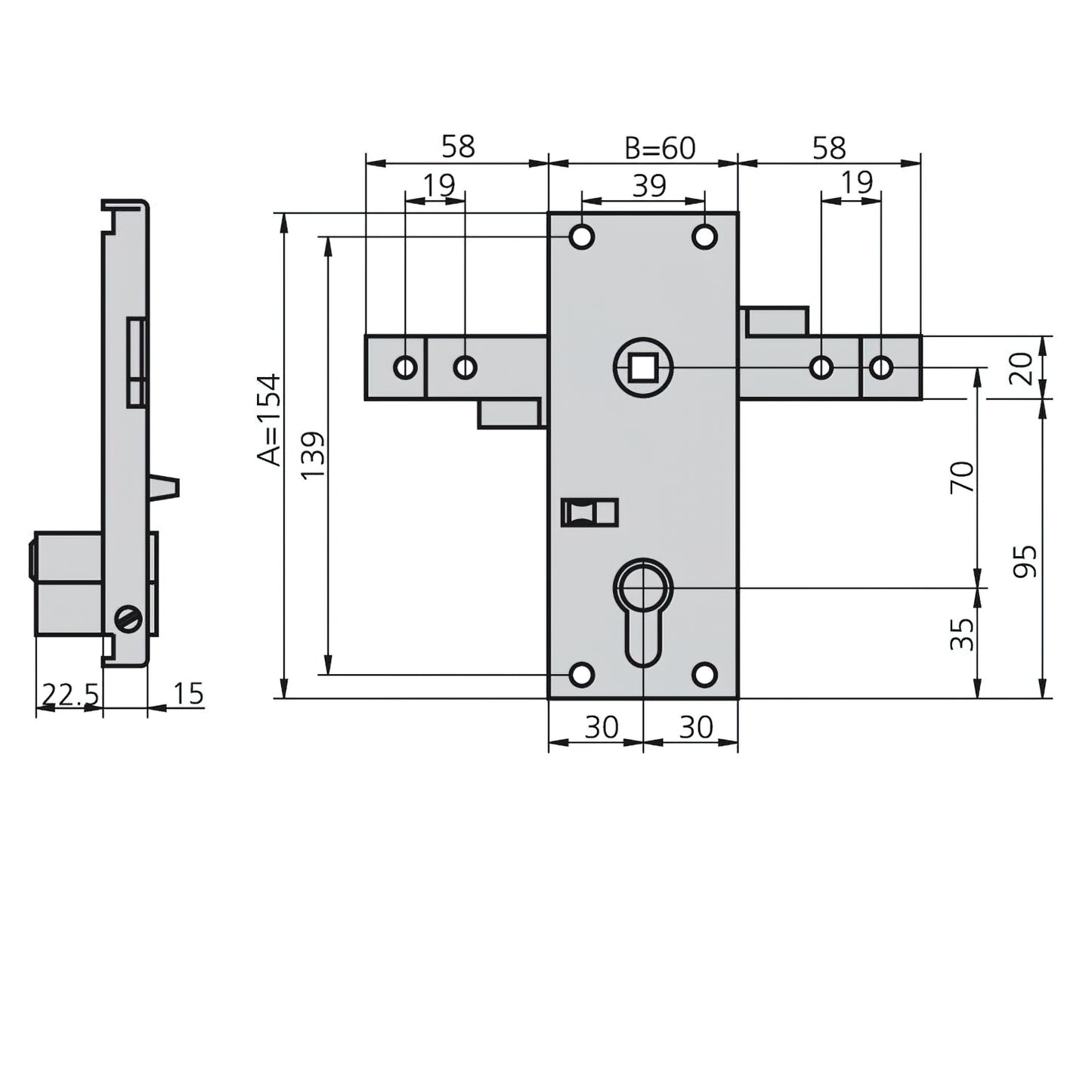 Fechadura Cvl 11b/m com puxador para portas basculantes