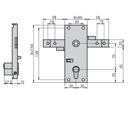 Fechadura Cvl 11b/m com puxador para portas basculantes