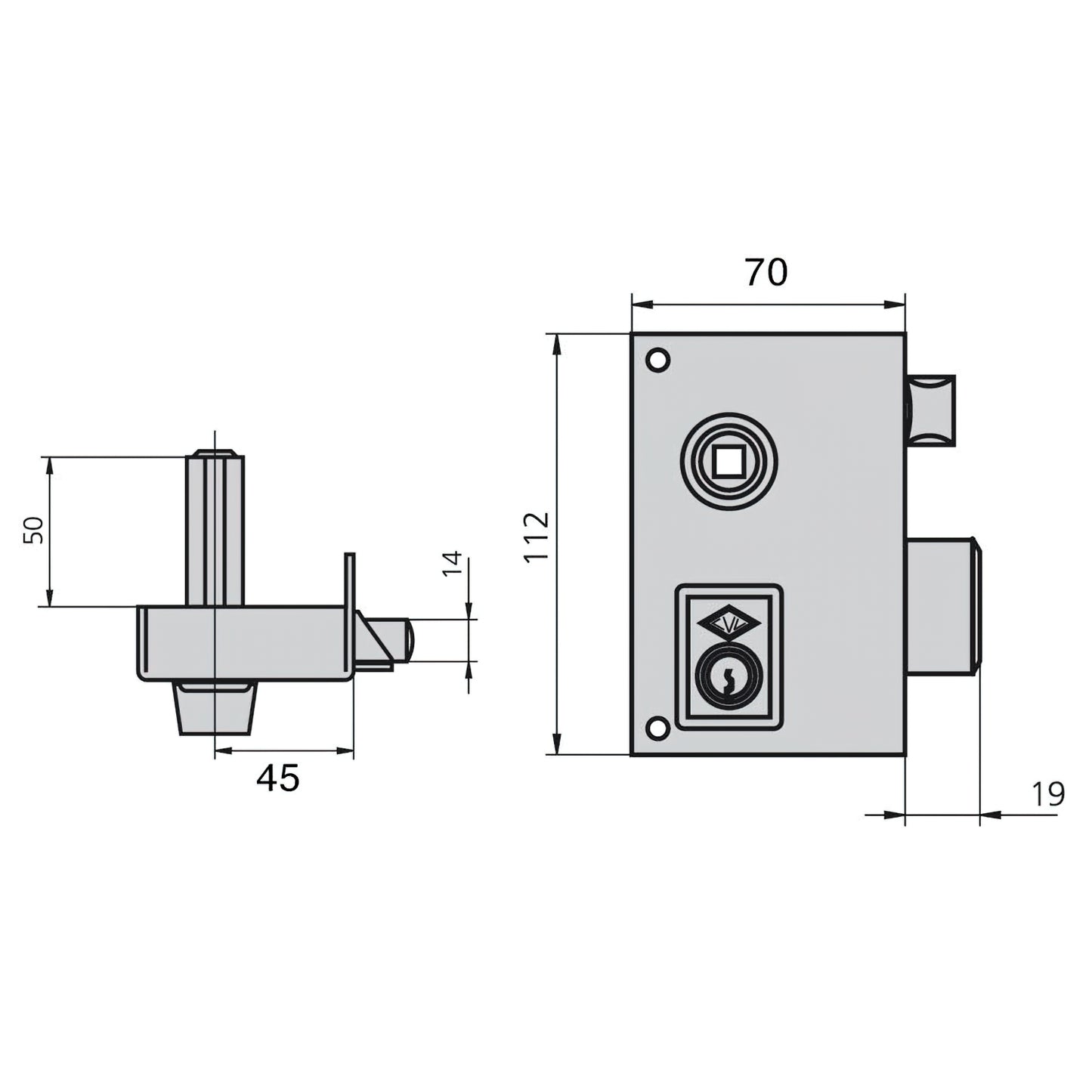 Fechadura Cvl 156br/70/ele Esquerda