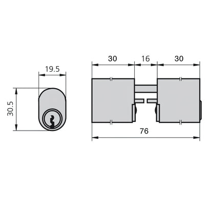 Cilindro Cvl 5968/30x30/ln cames ovais com hastes