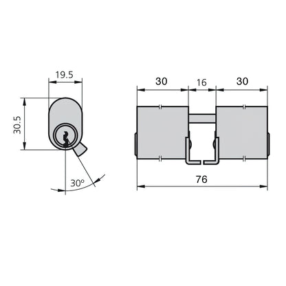 Cilindro Cvl 5979/30x30/ln came oval com hastes