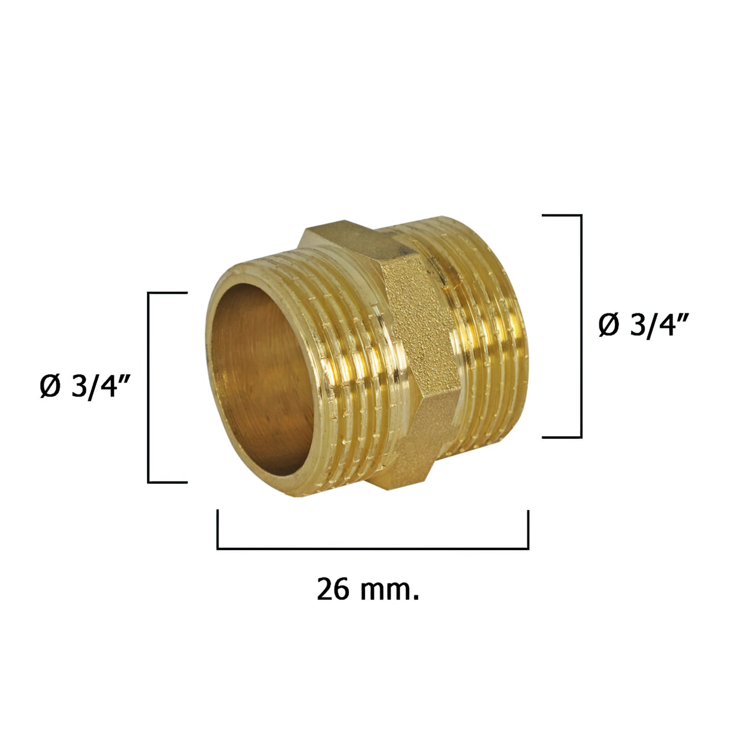 Acoplamentos duplos polidos 3/4"