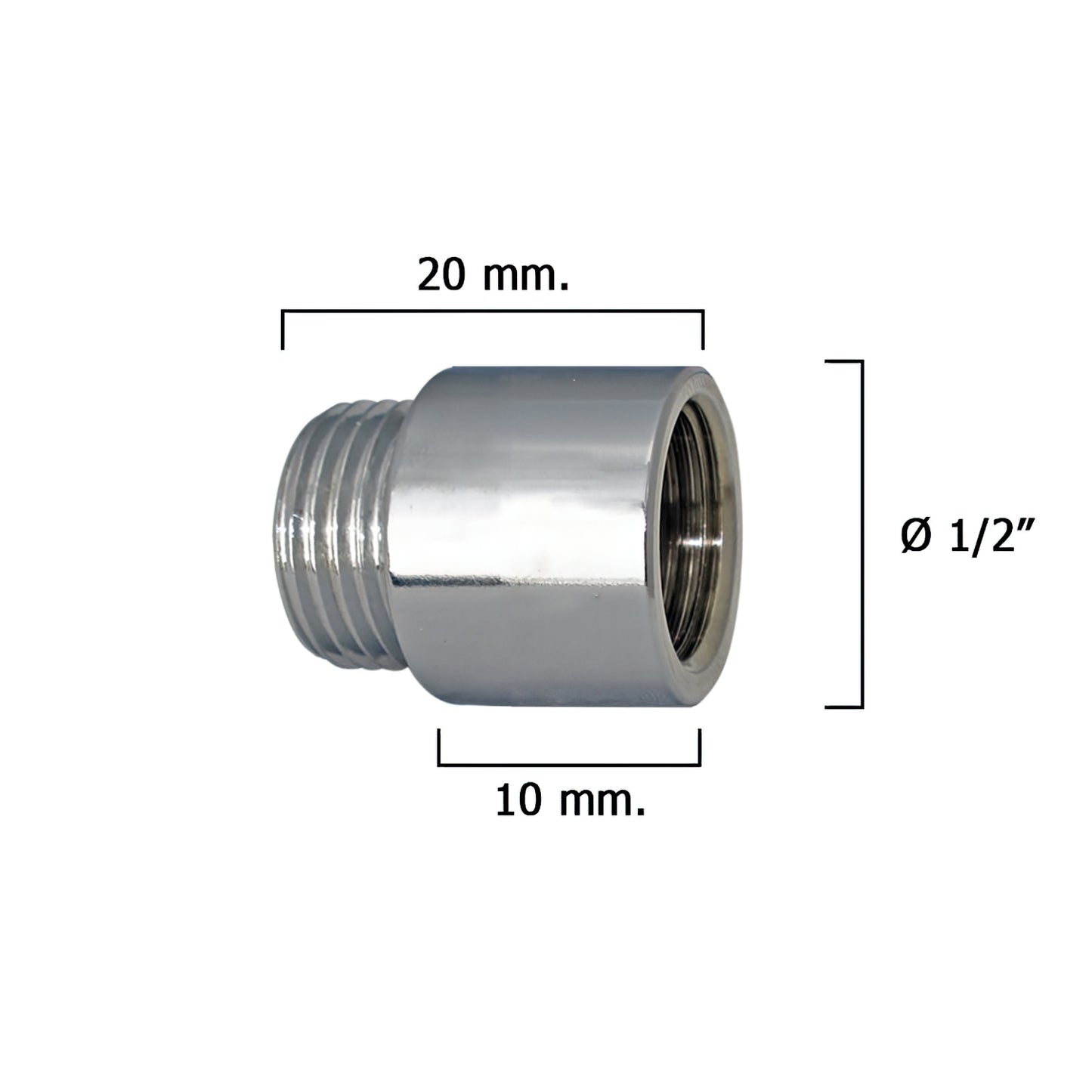 Alargadera Redonda Cromo  1/2" x 10