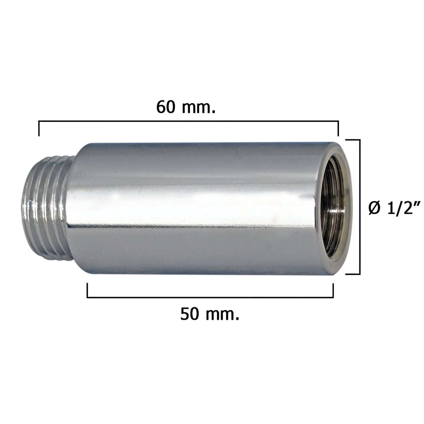 Extensão redonda cromada 1/2" x 50