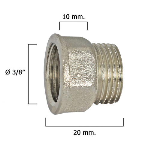 Extensão hexagonal cromada 3/8x10