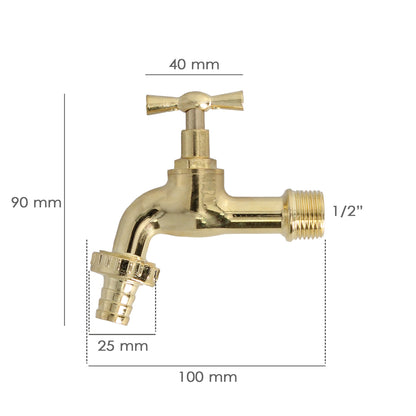 Grifo Curvo Latón Pulido Con Racord 1/2 Grifo Jardin Exterior