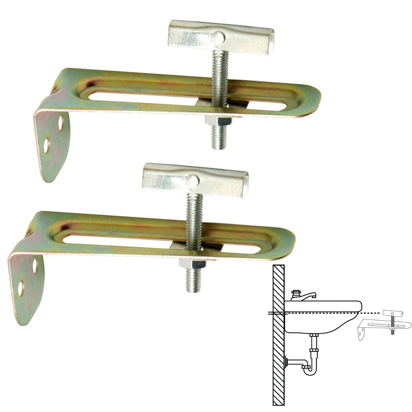 Conjunto de Suportes Sanitários Suporte de Lavatório 10 cm. (2 pedaços)