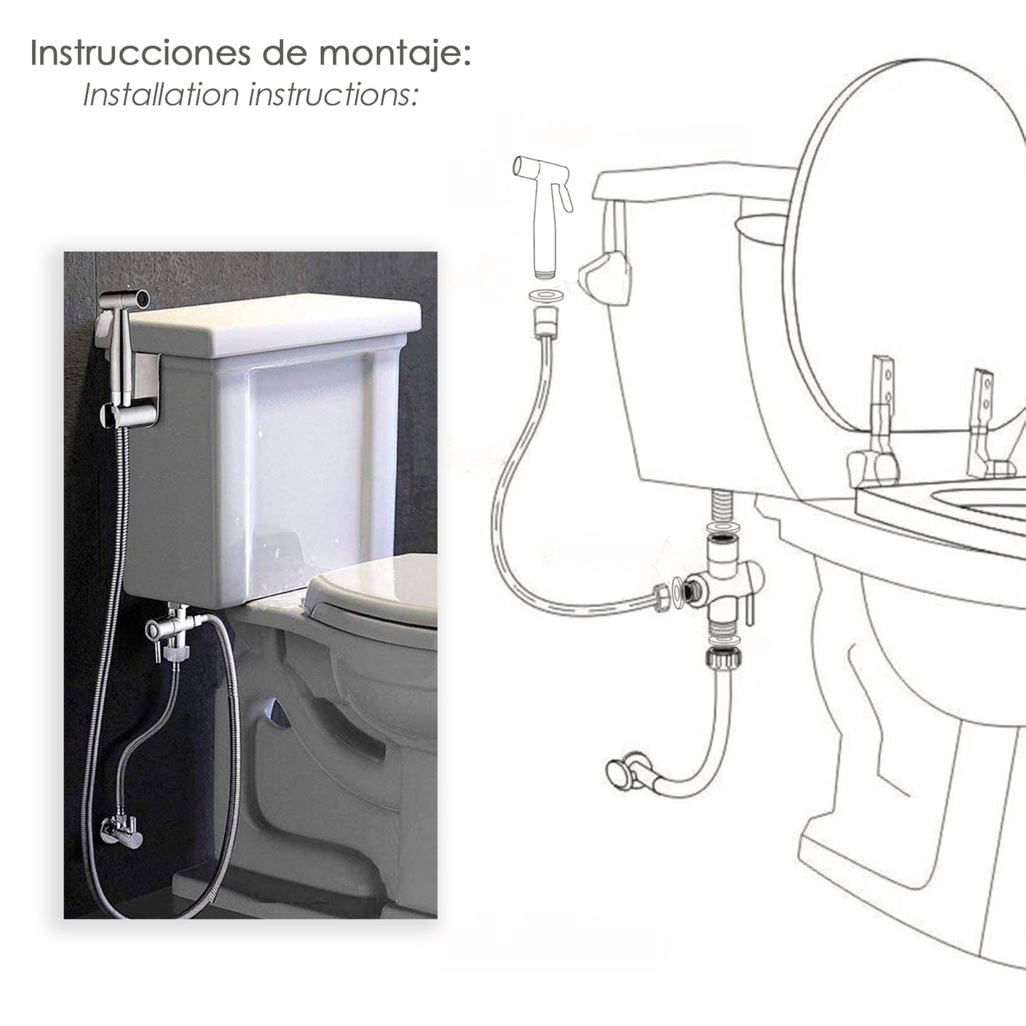 Ducha Bidet WC Con Válvula Cerámica H 1/2"  M 1/2" M 1/2"