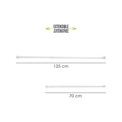 Barra Para  Cortina Ducha Extensible Aluminio Blanco 70 a 125 cm.