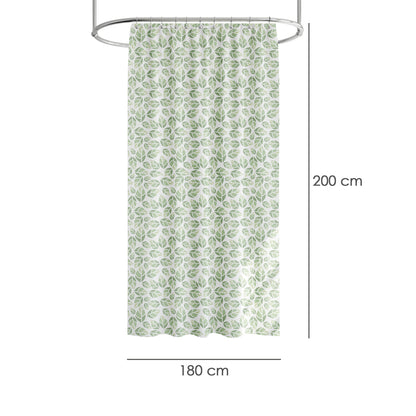 Cortina Ducha Hojas Verdes 180x200 cm. Impermeable