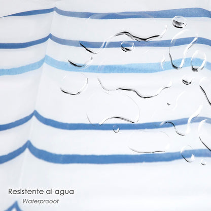 Cortina Ducha Rayas Azules 180x200 cm. Impermeable