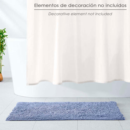 Alfombra Baño Poliéster Chenilla 50x80 cm. Azul.