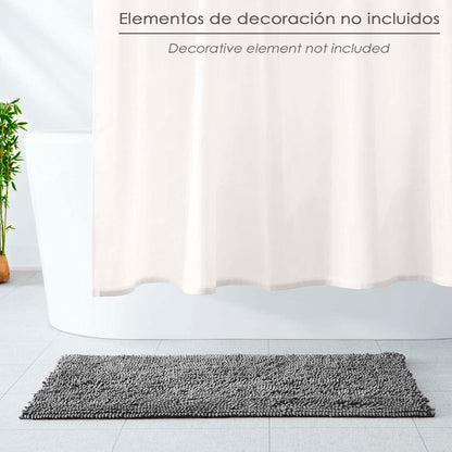 Alfombra Baño Poliéster Chenilla 50x80 cm. Gris.