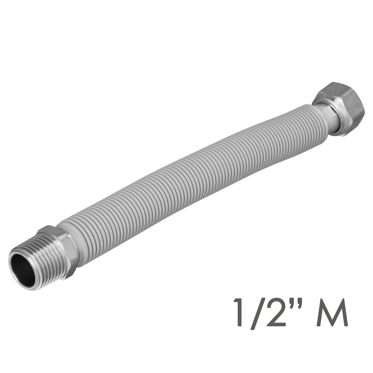 Tuberia Extensible Agua Acero Inoxidable Corrugado. Longitud de 22,5 a 30 cm. Tomas 1/2"