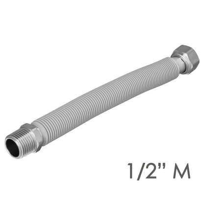 Tuberia Extensible Agua Acero Inoxidable Corrugado. Longitud de 22,5 a 30 cm. Tomas 1/2"