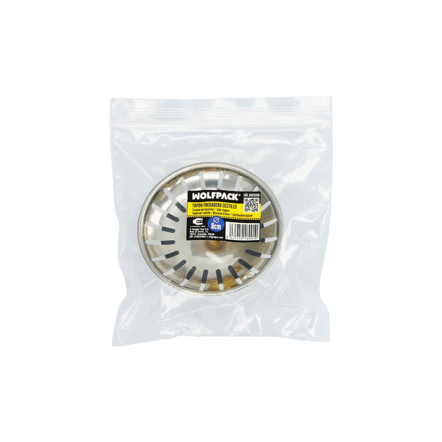 Tapon Valvula Cesta Para Fregadero Inoxidable Click Clack  Ø 8 cm.