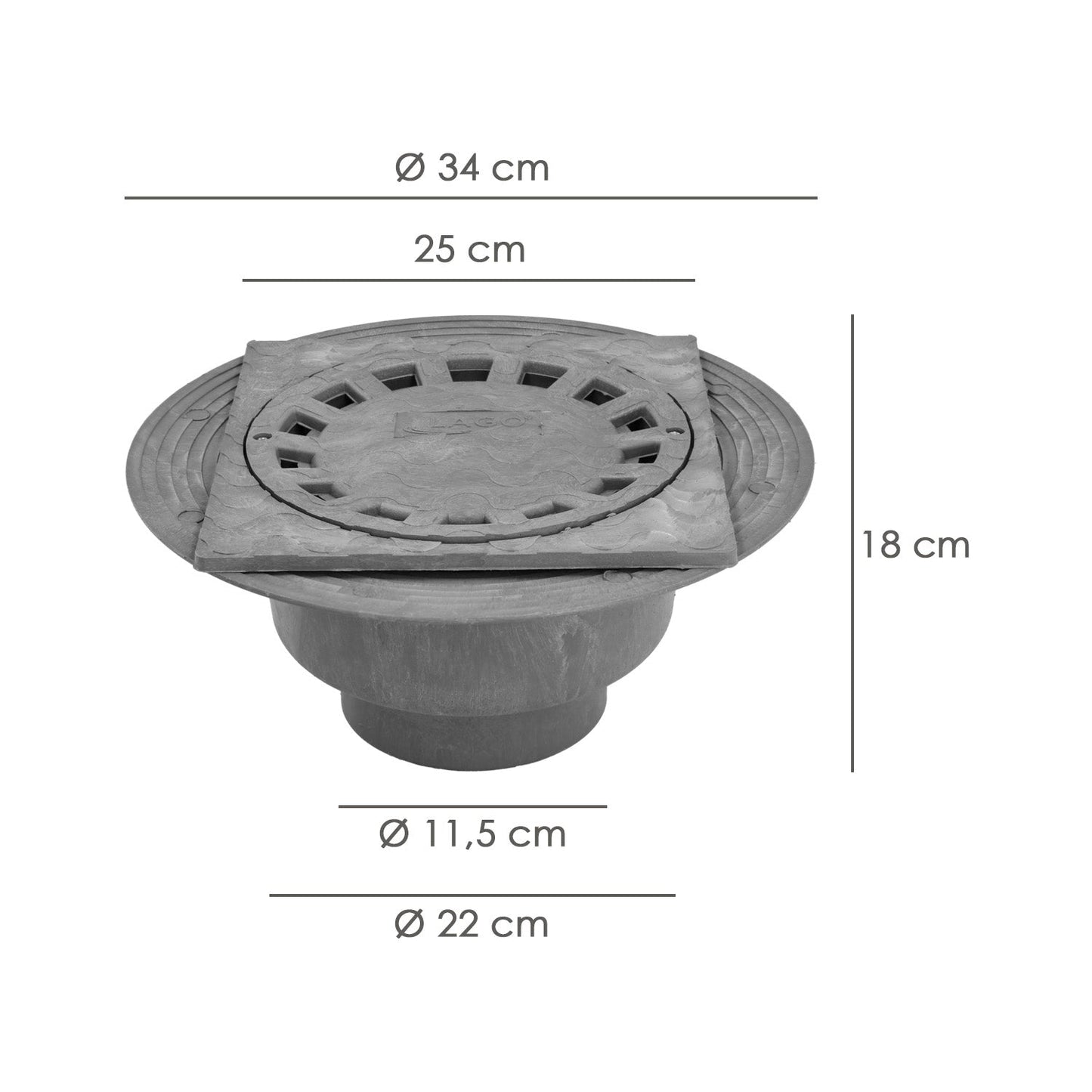 Caldereta Sifonica Pvc Horizontal 250x250 mm. Salida Ø 90 - 110 mm.