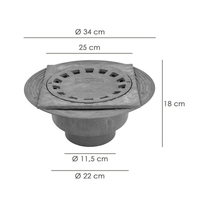 Caldereta Sifonica Pvc Horizontal 250x250 mm. Salida Ø 90 - 110 mm.