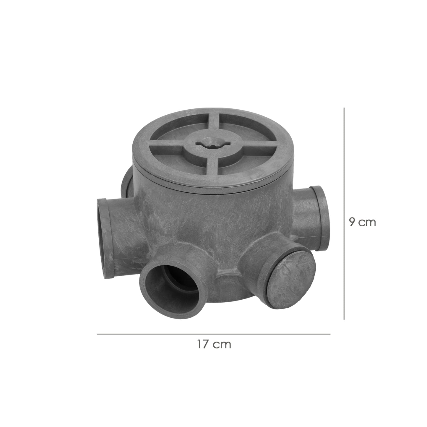 Bote Sifónico PVC Tuberias Ø 110 mm. Salidas Ø 50 y 40 mm. Altura 90 mm.