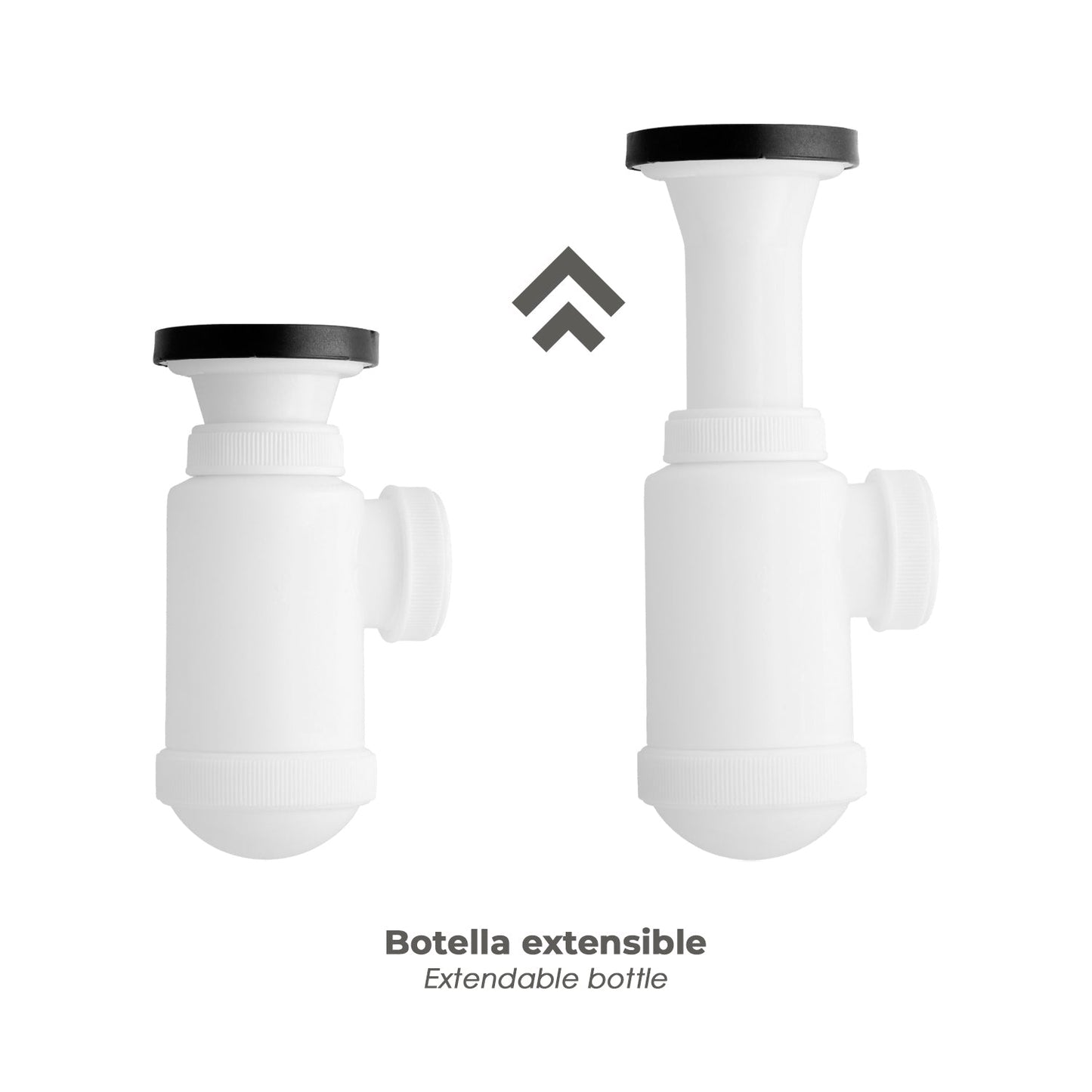 Sifon Botella Extensible 1 1/2 Con Válvula y Tapón