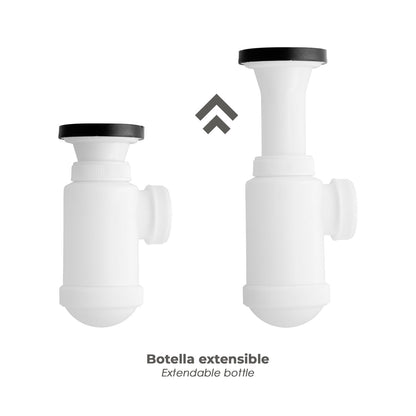 Sifon Botella Extensible 1 1/2 Con Válvula y Tapón