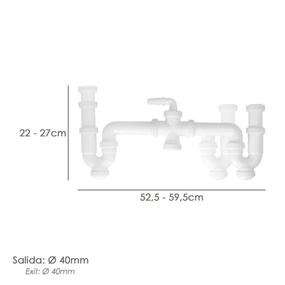 Sifon Doble Con Racor 1 1/2" Salida Ø 40 Mm Extensible