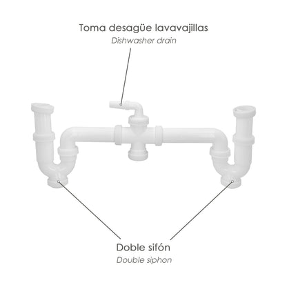 Sifon Doble Con Racor 1 1/2" Salida Ø 40 Mm Extensible