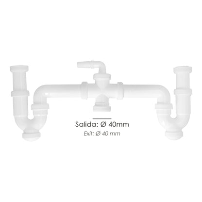 Sifon Doble Con Racor 1 1/2" Salida Ø 40 Mm Extensible