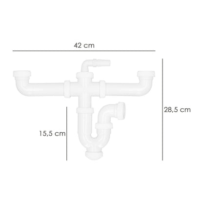 Sifon Doble Con Doble Evacuacion 1 1/2" Ø 40mm