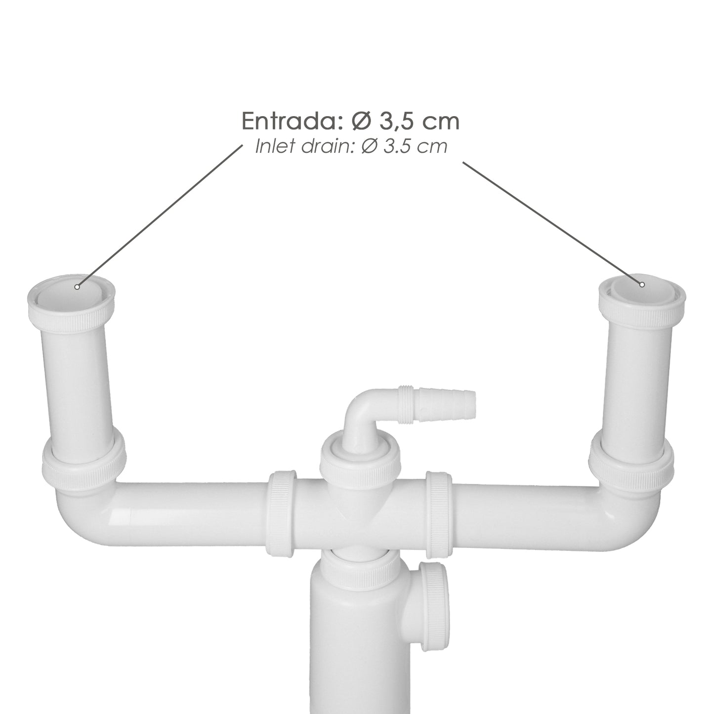 Sifon Doble Extensible Con Doble Evacuación. Salida 1 1/2" Salida Ø 40 mm.