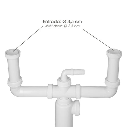 Sifon Doble Extensible Con Botella Salida 1 1/2" Salida Ø 40 mm.