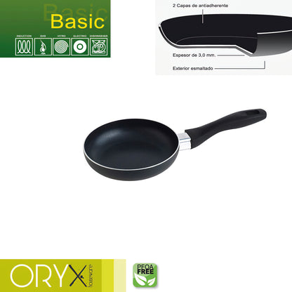 Frigideira de Alumínio Antiaderente Oryx Basic, Alta Resistência, Adequada para Indução, Livre de PFOA, Diâmetro 16 cm, Espessura 3 mm.