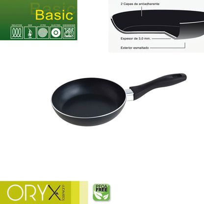 Frigideira de Alumínio Antiaderente Oryx Basic, Alta Resistência, Adequada para Indução, Livre de PFOA, Diâmetro 18 cm, Espessura 3 mm.