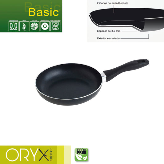 Frigideira de Alumínio Antiaderente Oryx Basic, Alta Resistência, Adequada para Indução, Livre de PFOA, Diâmetro 20 cm, Espessura 3 mm.