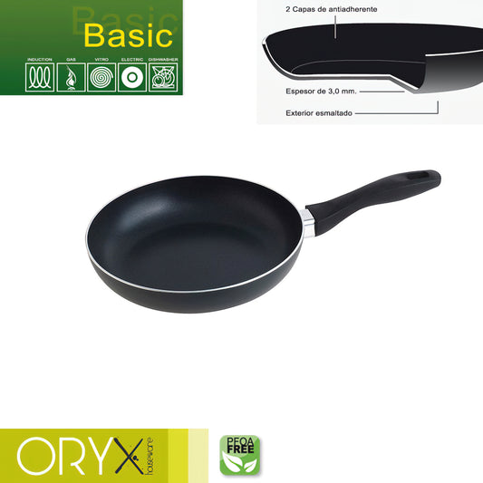 Frigideira de Alumínio Antiaderente Oryx Basic, Alta Resistência, Adequada para Indução, Livre de PFOA, Diâmetro 22 cm, Espessura 3 mm.