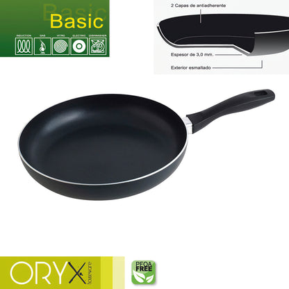 Frigideira de Alumínio Antiaderente Oryx Basic, Alta Resistência, Adequada para Indução, Livre de PFOA, Diâmetro 28 cm, Espessura 3 mm.