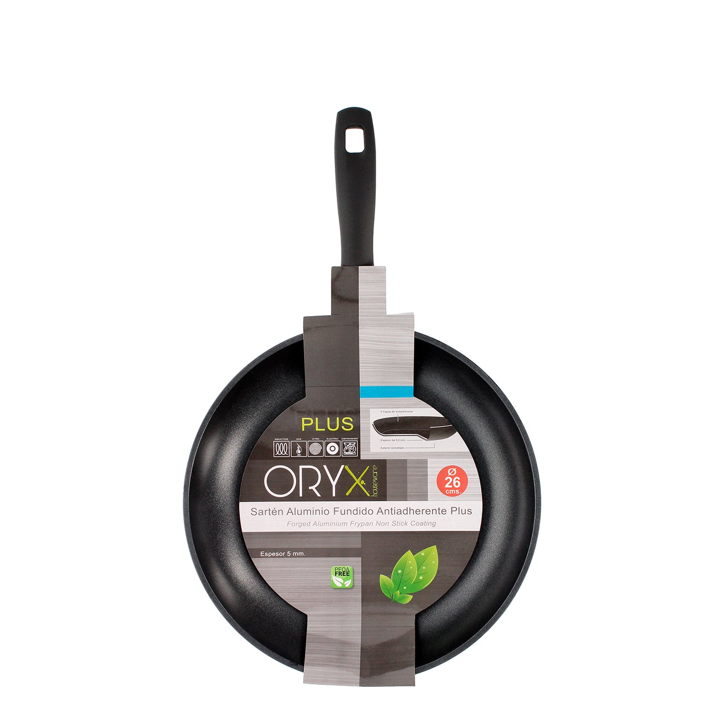 Frigideira Oryx Alumínio Antiaderente Plus, Forjada, Adequada para Indução, Sem PFOA, Diâmetro 26 cm, Espessura 5 mm.