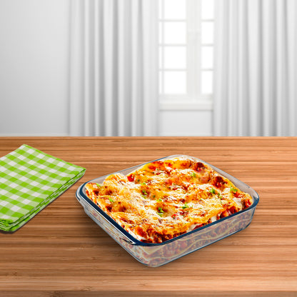 Prato de Forno Quadrado em Vidro Borossilicato 1,1 litros. 18x18cm. Misturas Ideais, Saladas, Sobremesas, Cozinha, Pastelaria. livre de BPA