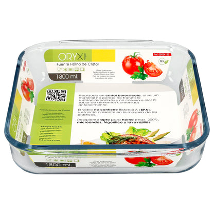Recipiente Quadrado em Vidro Borossilicato 1,1L. 20,7 x 20,7 cm. Misturas Ideais, Saladas, Sobremesas, Cozinha, Pastelaria. livre de BPA