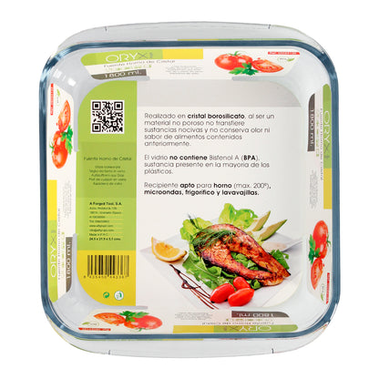 Recipiente Quadrado em Vidro Borossilicato 1,1L. 20,7 x 20,7 cm. Misturas Ideais, Saladas, Sobremesas, Cozinha, Pastelaria. livre de BPA