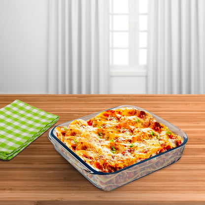Recipiente Quadrado em Vidro Borossilicato 1,1L. 20,7 x 20,7 cm. Misturas Ideais, Saladas, Sobremesas, Cozinha, Pastelaria. livre de BPA