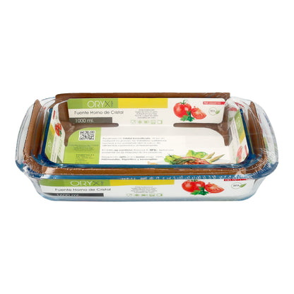 Set 2 Fuentes Horno Cristal Borosilicato Rectangulares 1 y 1.6 L. Ideal Meclas, Ensaladas, Postres, Cocina, Resposteria.No BPA