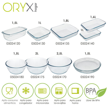 Bol De Cristal, Ideal Para Mezclas. 1.5 Litros. Libre BPA, Cristal De Borosilicato.Ensaladas, Postres, Cocina, Resposteria