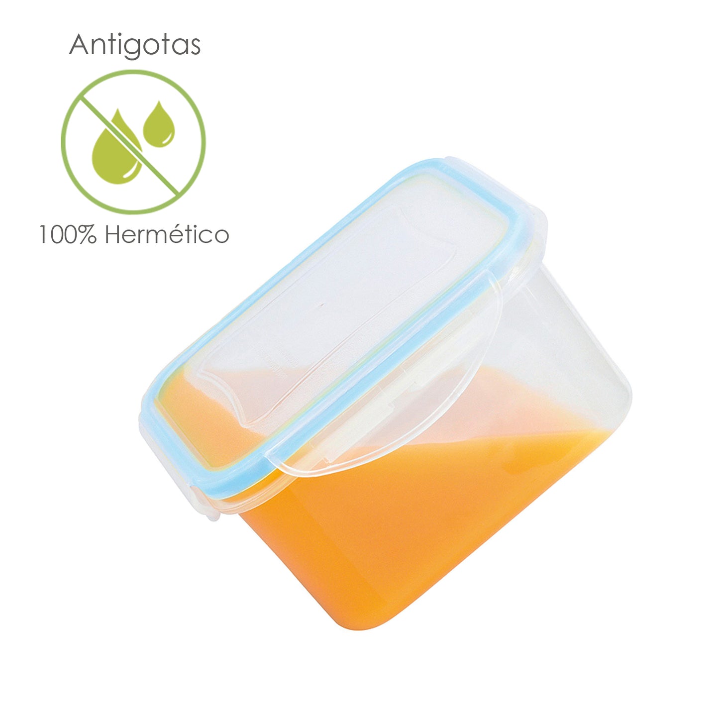 Recipiente Hermético Plástico Quadrado 700 ml. 13x13x7 (A) cm.